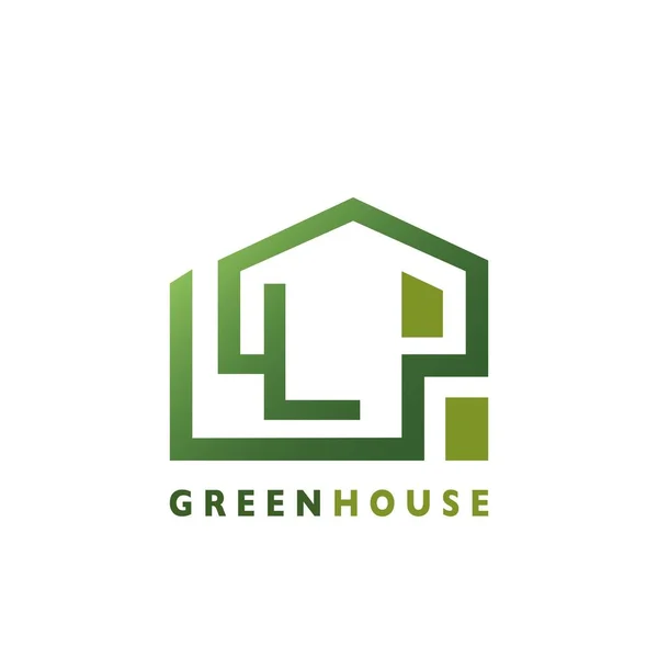 Green House List Logo Line Design Building Nieruchomości Business Identity — Wektor stockowy