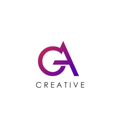 GA logo mektubu. Vektör Grafiksel Markalaşma Başlangıç Harfi G, B, Negatif Alan Oku Şablonu Tasarımı..