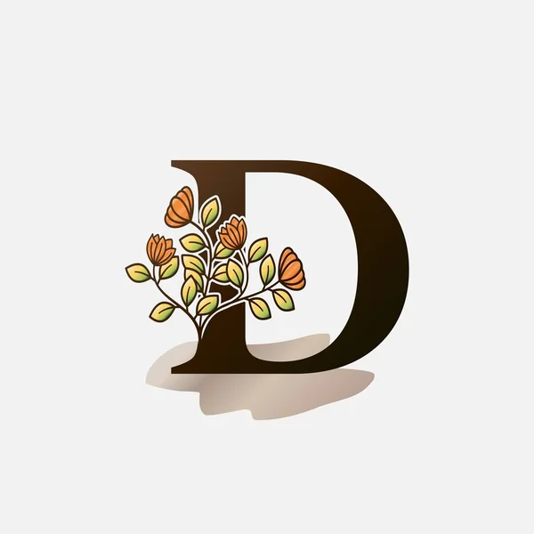 Первоначальное Письмо Botanical Nature Flower Vector Logo Design — стоковый вектор