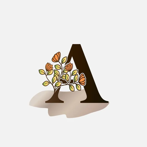 初始字母A植物性花矢量标志设计 — 图库矢量图片
