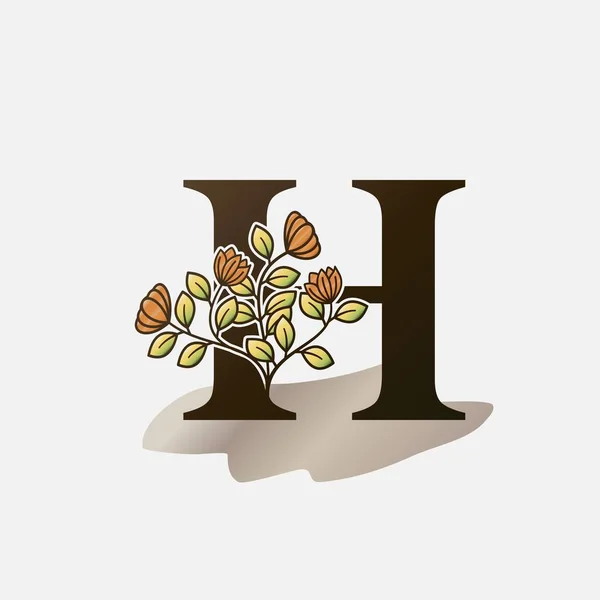 Lettre Initiale Nature Botanique Fleur Vectorielle Logo Design — Image vectorielle