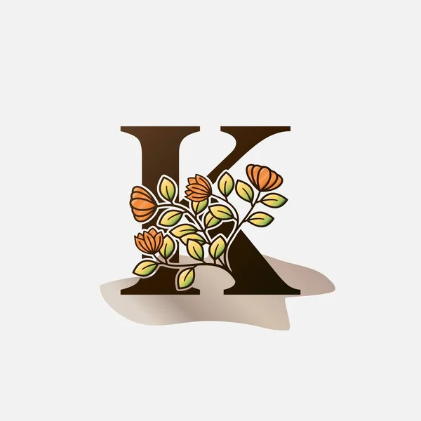 Αρχικό Γράμμα Βοτανική Φύση Λουλούδι Διάνυσμα Σχεδιασμός Λογότυπο — Διανυσματικό Αρχείο