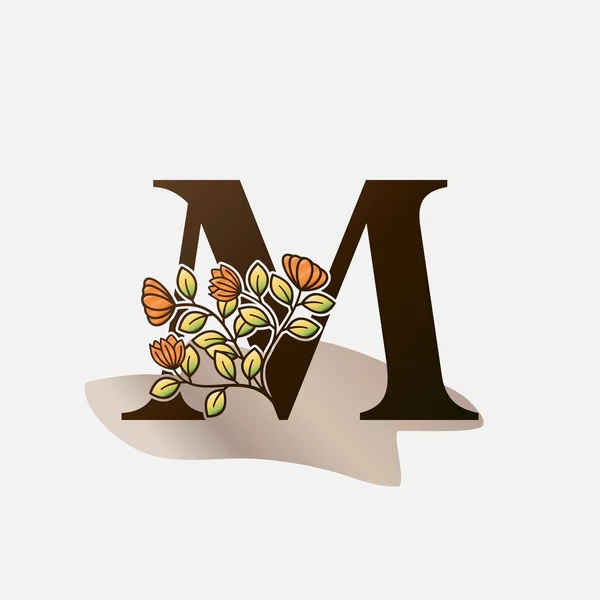 首字母M植物性花矢量标志设计 — 图库矢量图片