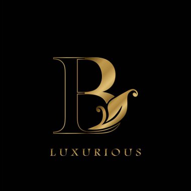 Golden Outline İlk harf B lüks logo, lüks iş için yaratıcı vektör tasarımı konsepti.