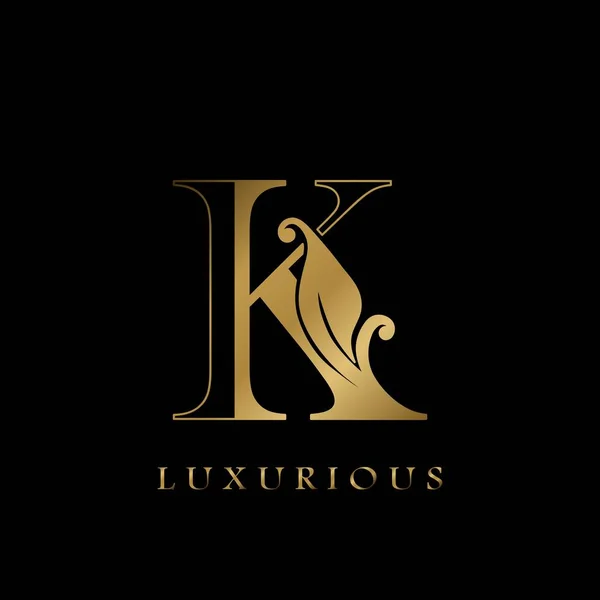 Golden Outline Initial Letter Luxury Logo Creative Vector Design Concept — Stock Vector