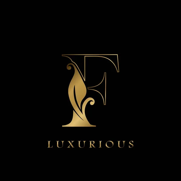 Golden Outline Initial Letter Luxus Logo Kreatives Vektor Design Konzept — Stockvektor