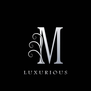Monogram İlk Mektup M Lüks Logo, lüks iş kimliği için vektör tasarım konsepti.