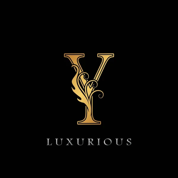 黄金豪华首字母Y标志 黄金矢量设计奢侈品业务 — 图库矢量图片