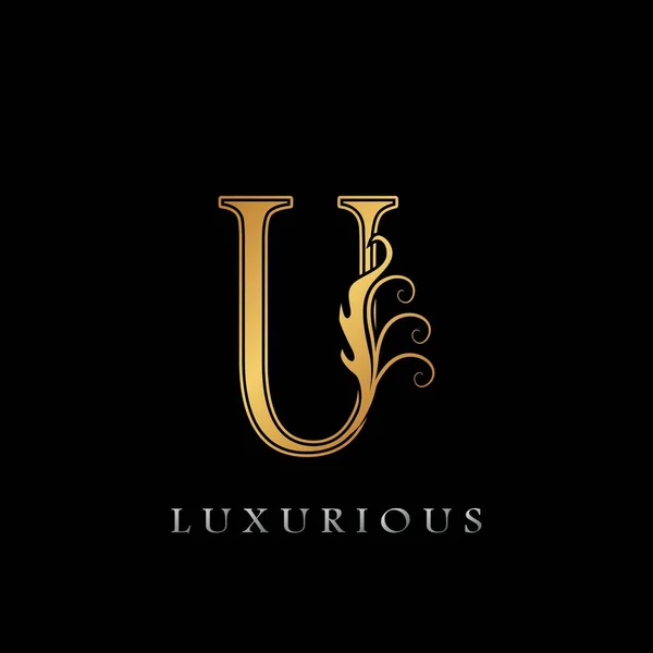 Golden Luxurious Inicial Letra Logo Negócio Luxo Design Vetor Ouro — Vetor de Stock