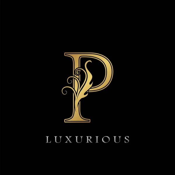Golden Luxurious Initial Letter Logo Goud Vector Design Luxe Bedrijf — Stockvector