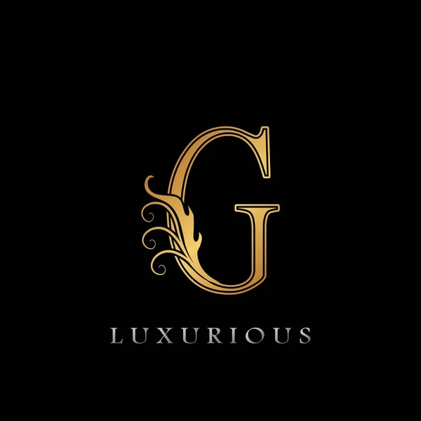 Golden Luxurious Inicial Carta Logo Negócio Luxo Design Vetor Ouro — Vetor de Stock