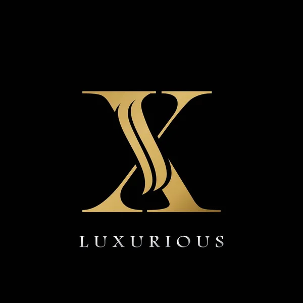 Golden Initial Letter Logo Conceito Design Vetorial Luxuoso Criativo Para — Vetor de Stock