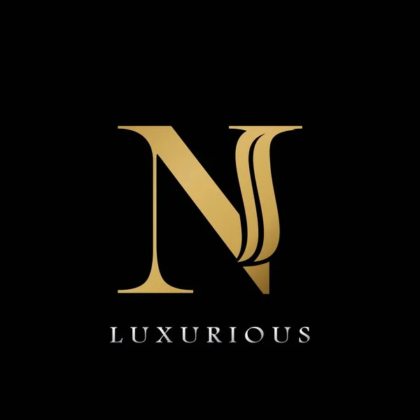 Golden Initial Letter Logo Conceito Design Vetorial Luxuoso Criativo Para — Vetor de Stock
