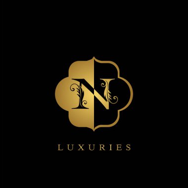 Lüks iş kimliği için Altın Başlangıç Harfi N Lüks Logo vektör şablonu tasarımı.