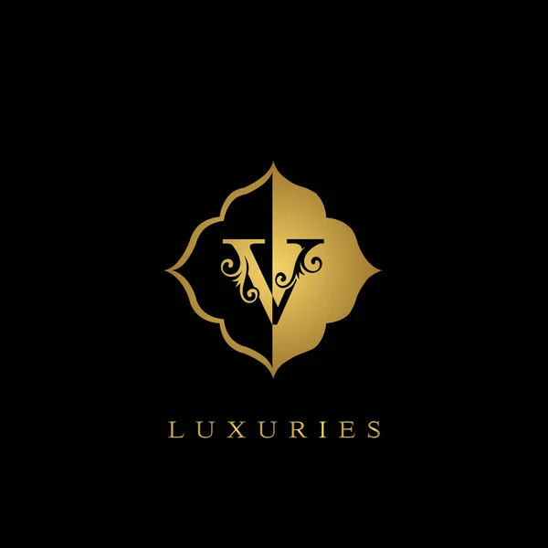 Carta Inicial Dourada Luxury Logo Design Vetorial Para Emblema Ornamentado — Vetor de Stock