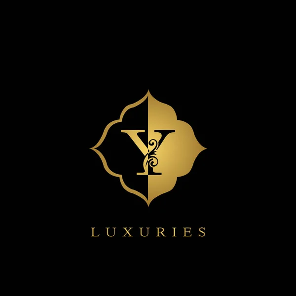 Golden Initial Letter Luxury Logo Vektor Design Díszes Jelvény Luxus — Stock Vector