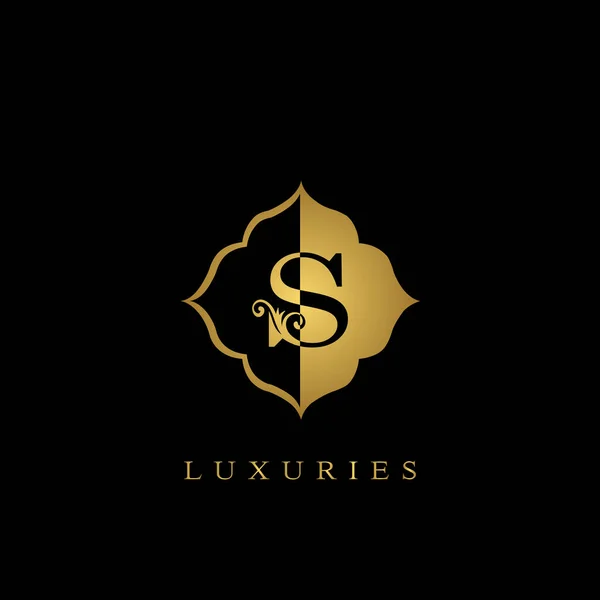 Golden Initial Letter Luxe Logo Vector Ontwerp Voor Sierlijke Badge — Stockvector