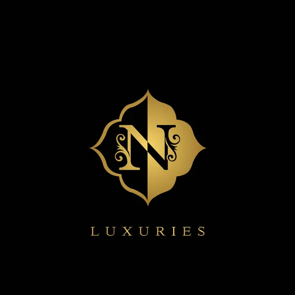 Carta Inicial Dourada Luxury Logo Design Vetorial Para Emblema Ornamentado — Vetor de Stock