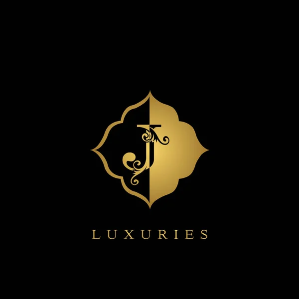 Golden Initial Letter Luxury Logo Vector Design Ornate Badge Luxury — Stock Vector