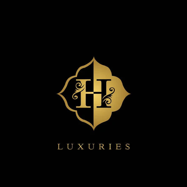 Golden Initial Letter Luxury Logo Vector Design Ornate Badge Luxury — Stock Vector