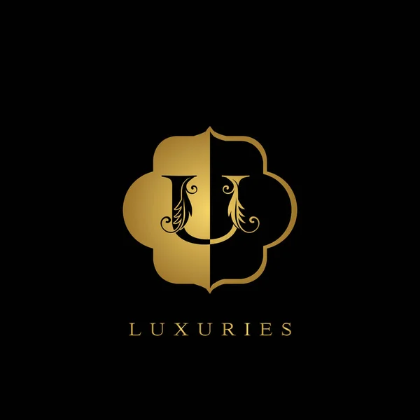 Golden Initial Letter Luxury Logo Design Modelo Vetorial Para Luxos — Vetor de Stock