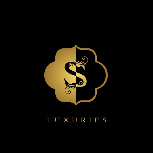 Carta Inicial Dourada Luxury Logo Design Modelo Vetorial Para Luxos — Vetor de Stock