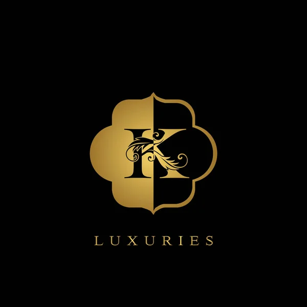 Carta Inicial Dourada Luxury Logo Design Modelo Vetorial Para Luxos — Vetor de Stock