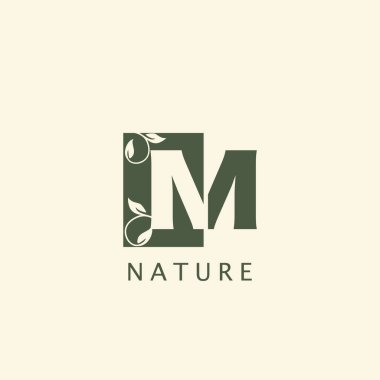 Doğa Yaprağı Baş harfleri M logosu tasarımı.