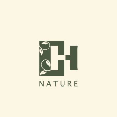 Doğa Yaprağı Baş harfleri H logosu tasarımı.