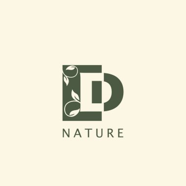 Doğa Yaprağı Baş harfleri D logosu tasarımı.