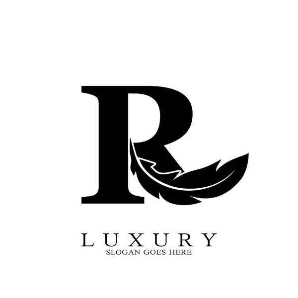 Monogram Initial Letter Logo Luxury Feather Vector Design Law Business — Stockvector