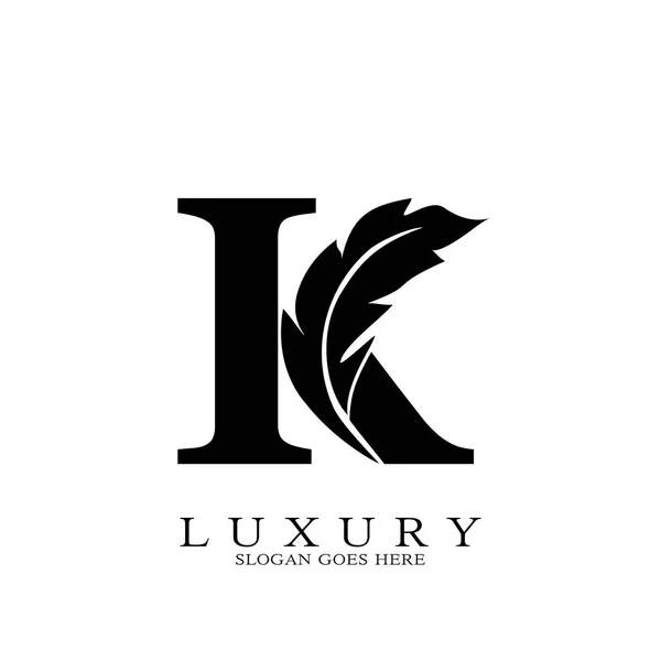 Монограмма Начальное Письмо Логотип Luxury Feather Vector Design Law Business — стоковый вектор