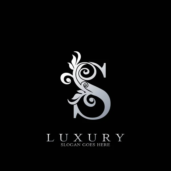 Letter Logo Monogram Luxury Initial Logo Διανυσματικό Πρότυπο Σχέδιο Ασημί — Διανυσματικό Αρχείο