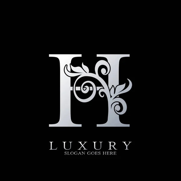 List Logo Monogram Luxury Initial Logo Wektor Szablon Projekt Srebrny — Wektor stockowy