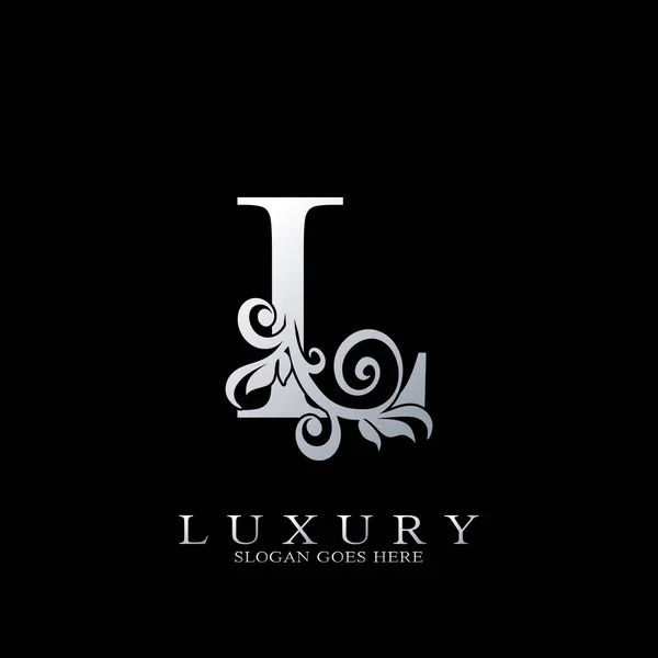 List Logo Monogram Luxury Initial Logo Wektor Szablon Projekt Srebrny — Wektor stockowy