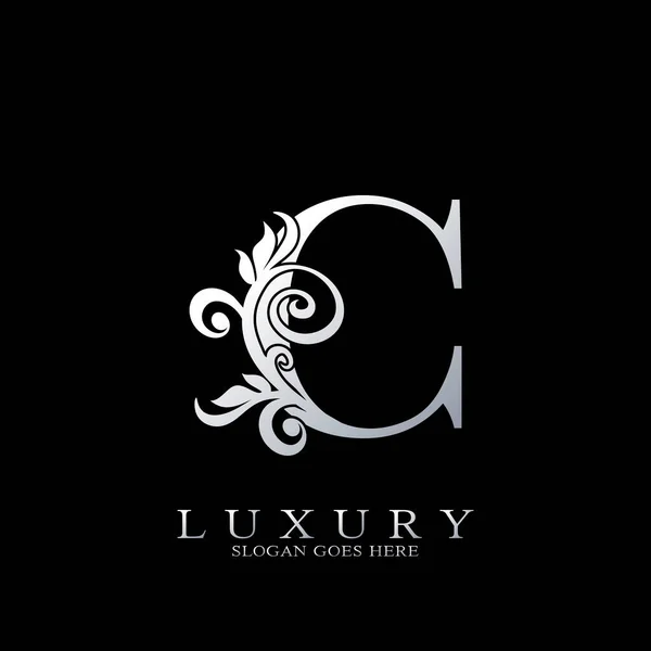 Letter Logo Monogram Luxury Initial Logo Διανυσματικό Πρότυπο Σχέδιο Ασημί — Διανυσματικό Αρχείο
