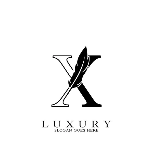 Monograma Pena Luxo Carta Inicial Ícone Logotipo Vetor Design Penas — Vetor de Stock