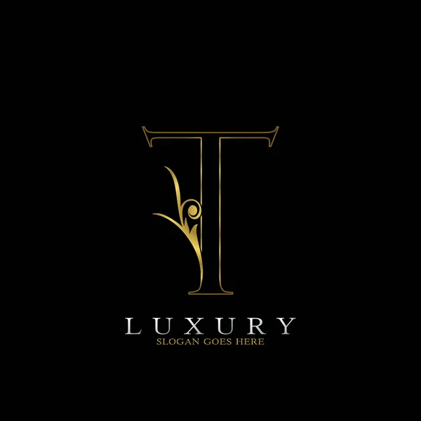 Golden Outline Luxury Initial Letter Logo Icon Simple Vector Design — Stock Vector