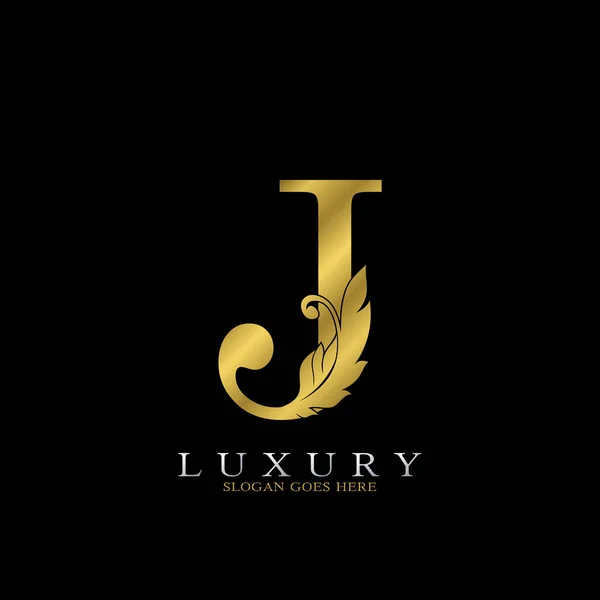 Golden Luxury Feather Initial Letter Logo Εικονίδιο Δημιουργικό Αλφάβητο Διάνυσμα — Διανυσματικό Αρχείο