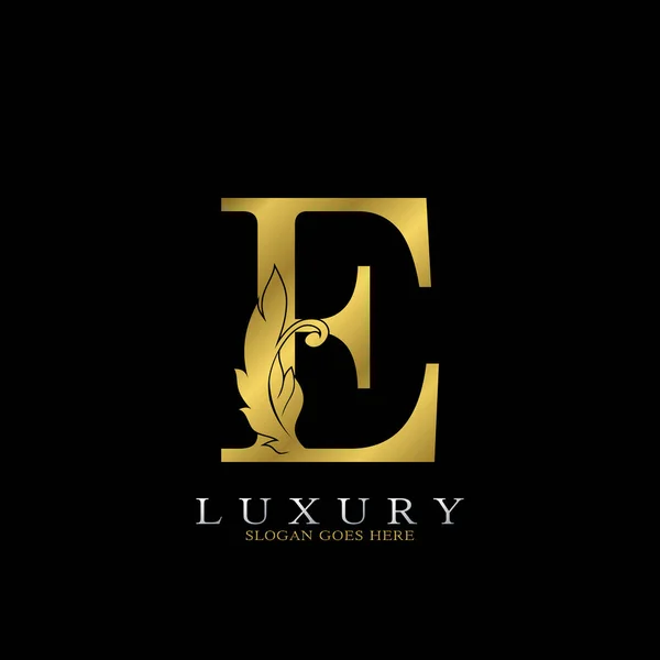 Golden Luxury Feather Initial Letter Logo Εικονίδιο Δημιουργικό Αλφάβητο Διάνυσμα — Διανυσματικό Αρχείο