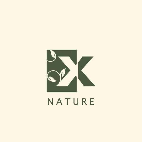 Natureza Folha Floral Carta Inicial Design Logotipo — Vetor de Stock