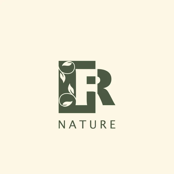 Natureza Folha Floral Carta Inicial Design Logotipo — Vetor de Stock