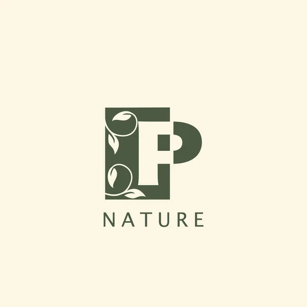 Natureza Folha Floral Carta Inicial Logotipo Design — Vetor de Stock