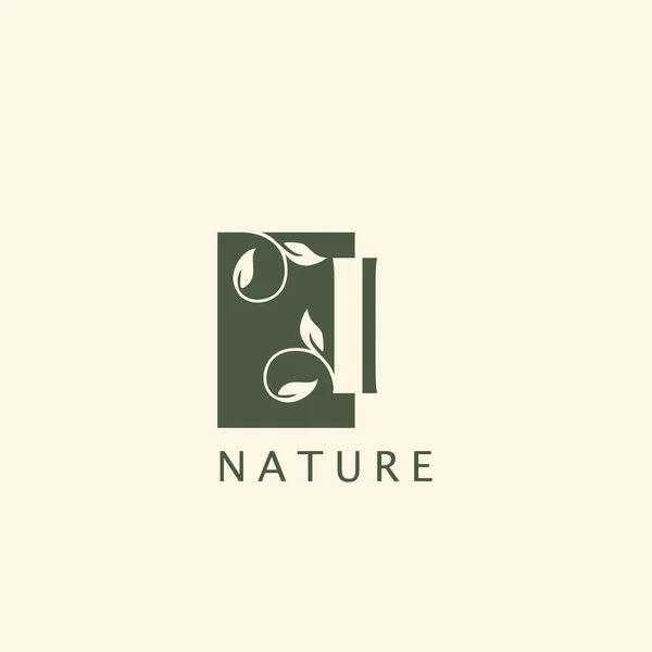 Nature Floral Leaf Αρχική Επιστολή Σχεδιασμός Λογότυπου — Διανυσματικό Αρχείο