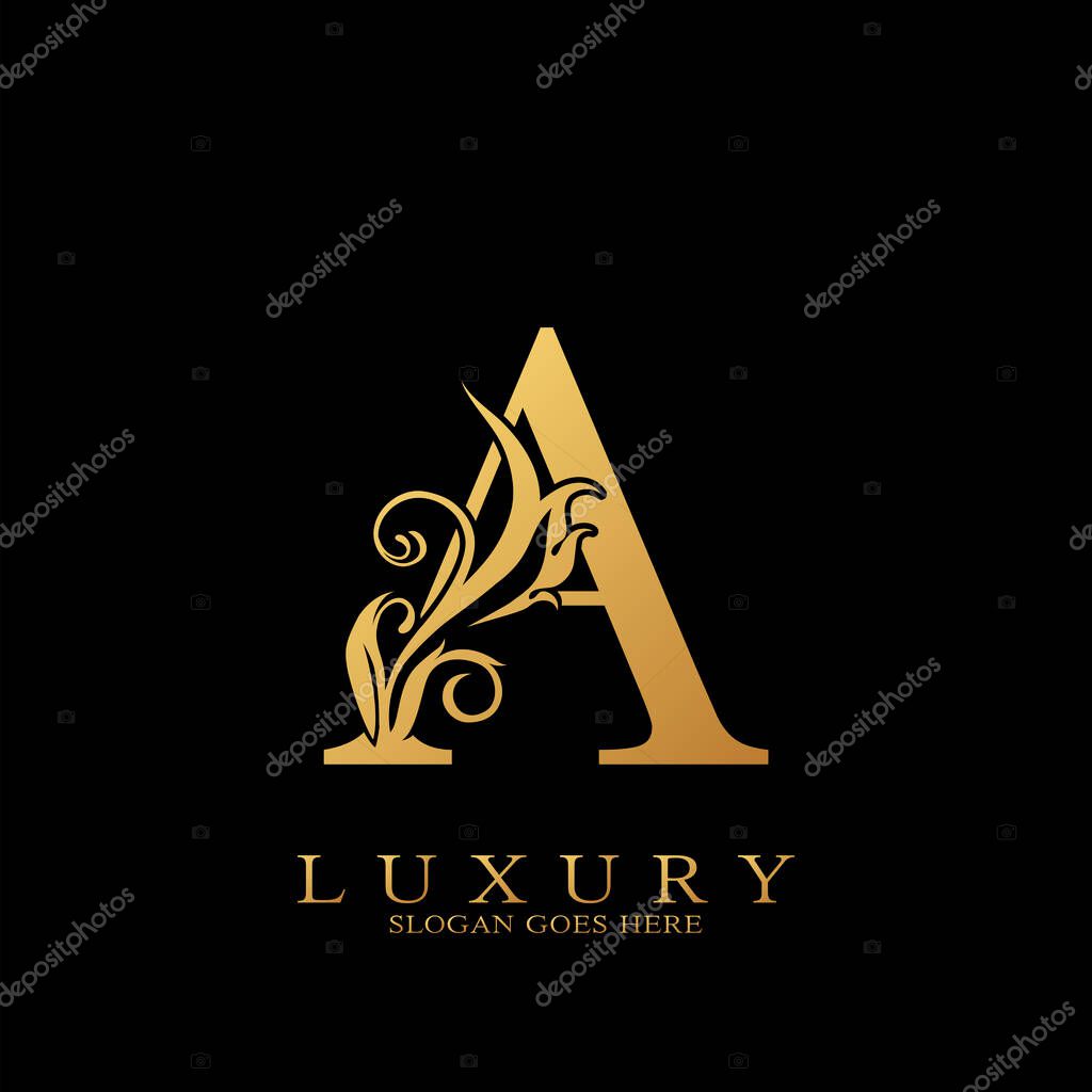 Gold Luxury Initial Letter A Logo vector design for luxuries business.
