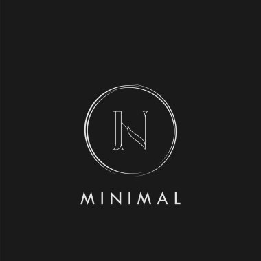 Asgari N Harfi İlk Ana Hattı Geometrik Çember Logo Vektör Şablonu Tasarımı