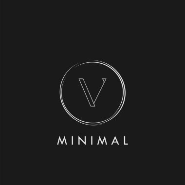 Minimum V Harfi Harfi Başlangıç Ana Hattı Geometrik Çember Logo Vektör Şablonu Tasarımı