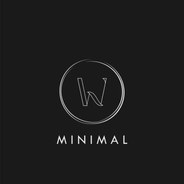 Asgari W Harfi Başlangıç Ana Hattı Geometrik Çember Logo Vektör Şablonu Tasarımı