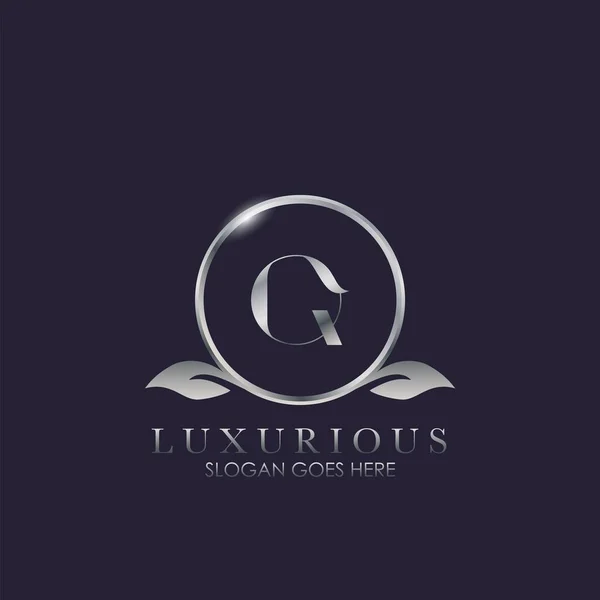 Letter Nature Leaf Circle Luxury Boutique Initial Logo Icon Eleganz — Stockvektor
