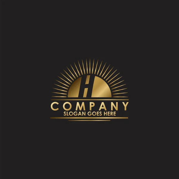 Golden Sun Initial Letter Logo Vector Design Business Brands Identity — Stock Vector